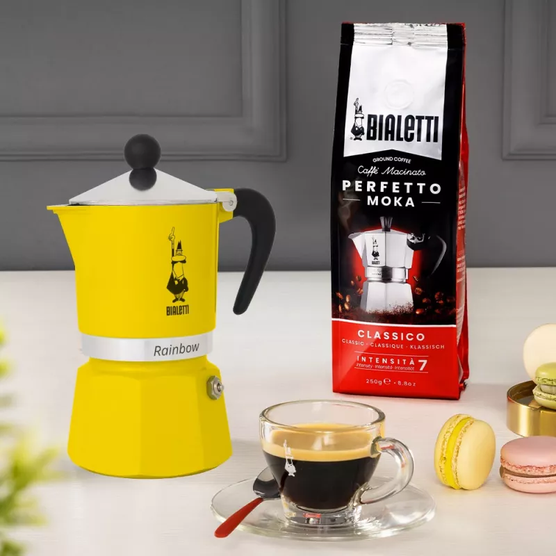 Mokkapannu Bialetti Rainbow musta keltainen