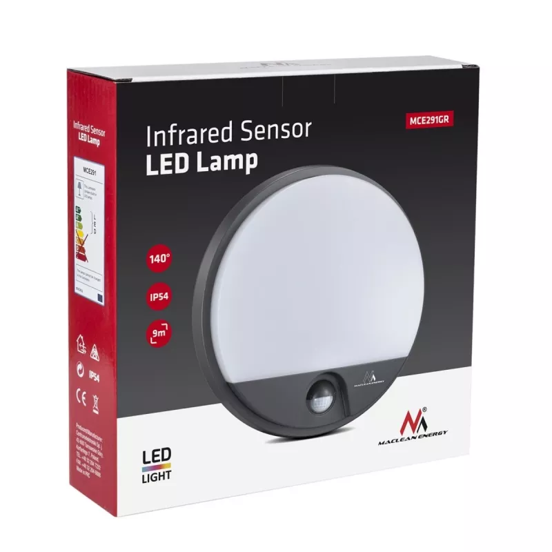 LED 15W lamppu infrapunaliiketunnistimella MACLEAN MCE291 GR