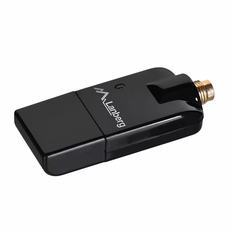 Lanberg NC-0150-WE Mini USB WiFi -sovitin N150, 150 Mbit/s, 1 ulkoinen antenni, musta