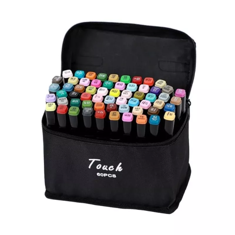 Tussisarja Extralink MARKERY 60SZT — 60 kpl, sivellin- ja pyöreät kärjet, värit musta/coral/mint/moka/sky
