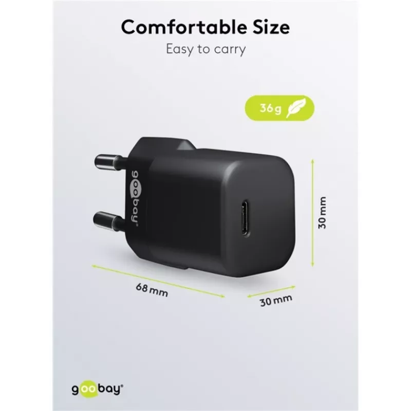 Mobiililaitteen laturi Goobay 65403 universaali musta AC-pikalataus