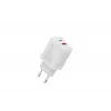 AC sisäkäyttöön USB GaN -laturi DIGITUS DA-10301 — 30W, 1× USB-C, 1× USB-A, 100–240V, valkoinen
