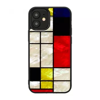 iKins suojakotelo Apple iPhone 12 minille – musta Mondrian-muotoilu