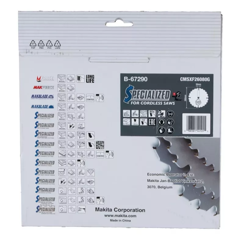 T.C.T.-terä 260X2.15X30mm 10° T80 EFFICUT
