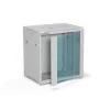 Seinäasennettava 19 tuuman kaappi Alantec 12U 600x450 mm, yksittäinen lasiovi, irrotettavat täydelliset taka- ja sivuseinät, lukittava, 4 asennuskiskoa, harmaa, litteä pakkaus