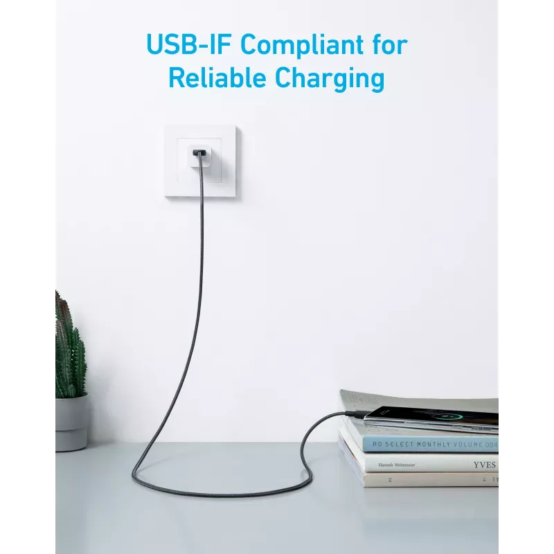 Anker Innovations 322 USB-A - USB-C kaapeli nylon 1,8M musta - kaapeli - digitaali/data