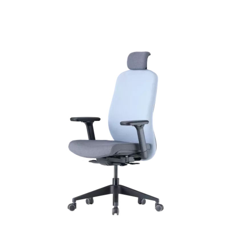 Up Up Athene ergonominen toimistotuoli musta, harmaa + sininen kangas