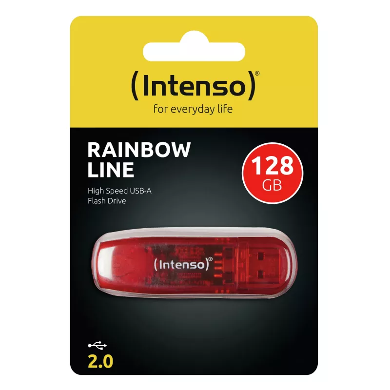 USB-muistitikku Intenso 128 GB USB Type-A 2.0 Punainen Läpinäkyvä