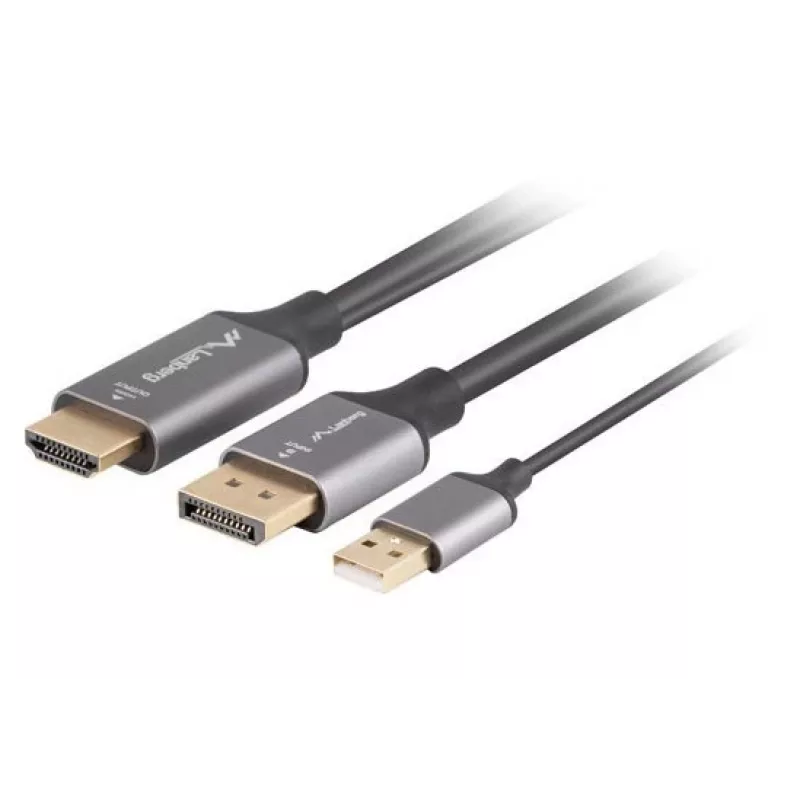 HDMI(M)->DISPLAYPORT(M)-KAAPELI 1M 4K MUSTA LANBERG