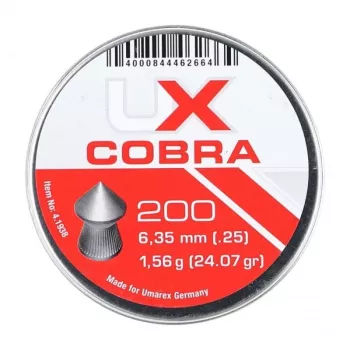 Diabolokuulat UMAREX Pointed Ribbed Shot Cobra 6,35 mm, 1,56 g, hopea, 200 kpl