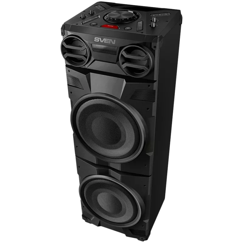 Kaiutin SVEN PS-1900, musta (1000W, TWS, Bluetooth, FM, USB, LED-näyttö, verkkovirta)