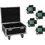 EUROLITE 4 kpl:n setti LED CLS-9 QCL RGB/WW 9x7W kotelolla