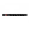Virranjakoyksikkö LANBERG PDU-06E-0200-BK — 6x Type-E lähtöä, 16 A, 2 m kaapeli, 1HE rack, 220–250 V