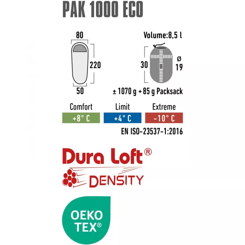Makuupussi Pak 1000 ECO (tummanvihreä/punainen)