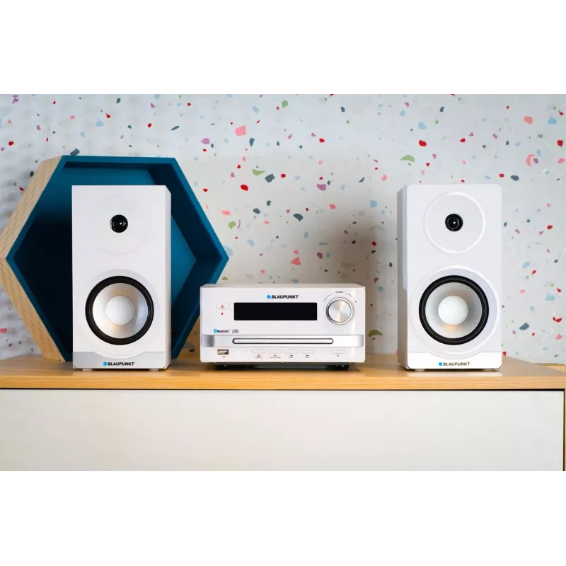 Kotiaudiomikrojärjestelmä BLAUPUNKT MS16BT 15 W, CD/USB/MP3, Bluetooth, FM RDS, valkoinen