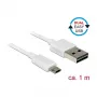 USB-kaapeli DeLOCK 84807 USB 2.0 1 m USB A Micro-USB B valkoinen