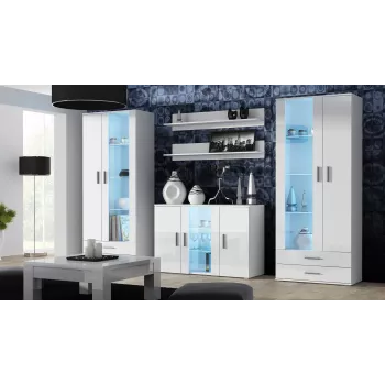 Cama Sideboard 120 cm SOHO S7 valkoinen/valkoinen kiiltävä