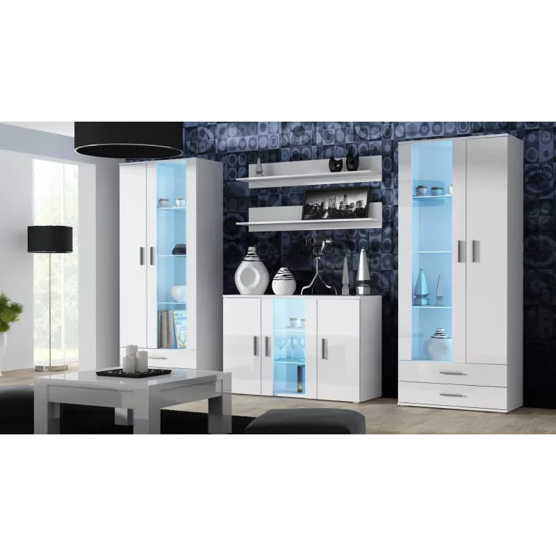 Cama Sideboard 120 cm SOHO S7 valkoinen/valkoinen kiiltävä