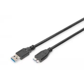 ASSMANN SuperSpeed USB 3.0 -kaapeli, USB-A-pistoke Micro-USB-B-pistokkeeseen, Cu AWG 28, 2-kertainen suojaus, pituus 1,0 m (AK-300116-010-S)