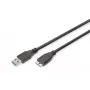 ASSMANN SuperSpeed USB 3.0 -kaapeli, USB-A-pistoke Micro-USB-B-pistokkeeseen, Cu AWG 28, 2-kertainen suojaus, pituus 1,0 m (AK-300116-010-S)