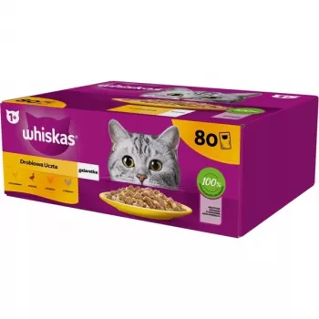 Märkäruokapussi kissoille Whiskas Pouch hyytelö siipikarja 80×85 g