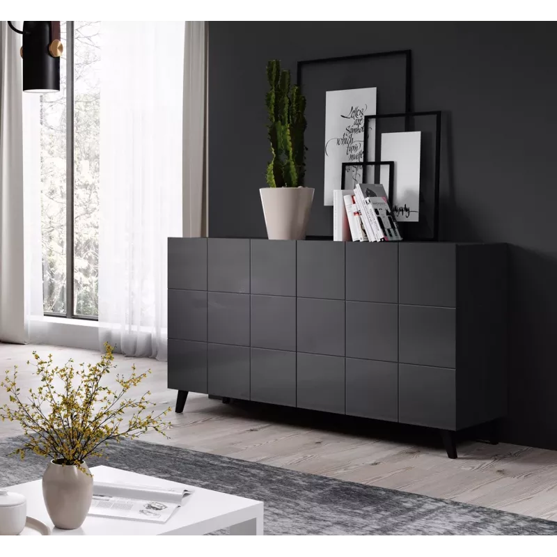 Cama Sideboard 2D REJA grafiitinharmaa kiiltävä/grafiitinharmaa kiiltävä