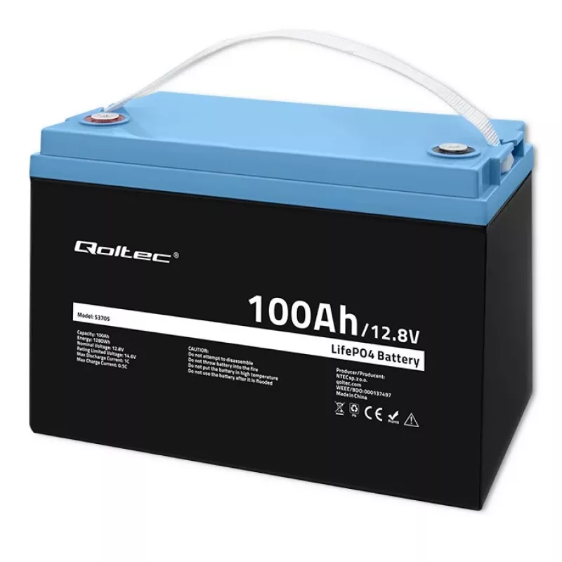 Qoltec 53705 litiumrautafosfaattiakku 100 Ah 12,8 V