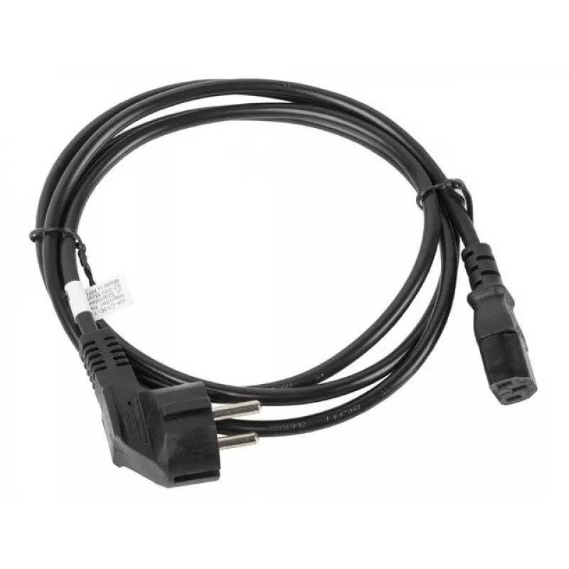 Virtajohto LANBERG CA-C13C-11CC-0018-BK — 1,8 m, C13-liitin CEE7/7, kulma C13