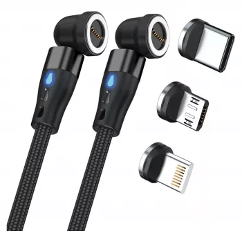 USB-kaapeli RealPower MagneticCharge2 1m musta pikalataus tiedonsiirto