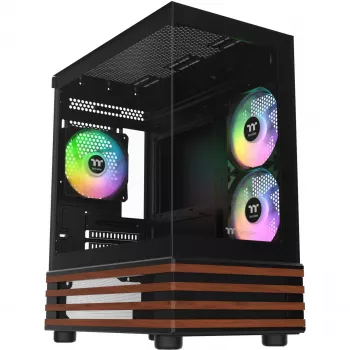 PC Micro Tower Thermaltake View 170 WS ARGB — Micro-kotelo, musta, tukee PS2-virtalähdettä, 2x 120 mm sivutuulettimet + 1x 120 mm takatuuletin, 2,5/3,5