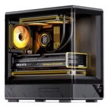 Tietokonekotelo Jonsbo D200 midi-tower mATX karkaistu lasi mini temp -näyttö musta