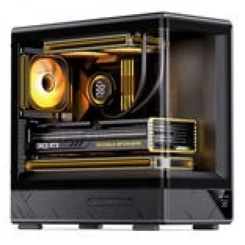 Tietokonekotelo Jonsbo D200 midi-tower mATX karkaistu lasi mini temp -näyttö musta