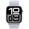 Apple Watch Series 10 alumiinikotelo GPS + Cellular 42 mm hopea Sport Loop sininen cloud
