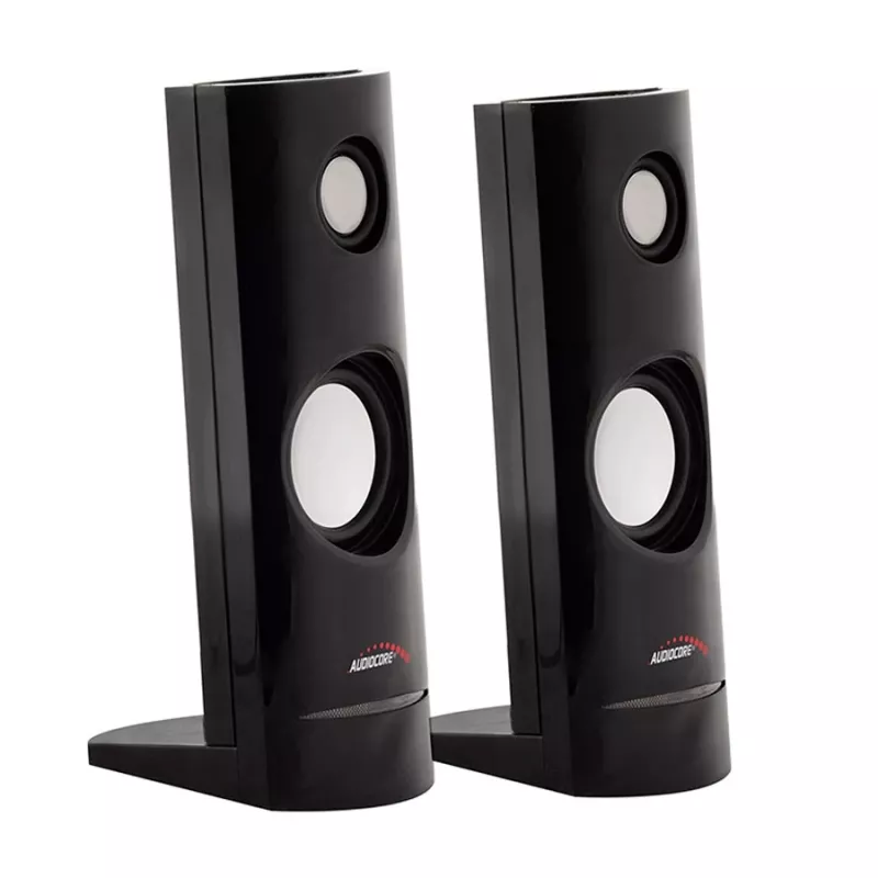 Johdollinen 2-tie PC-kaiutin Audiocore AC860, 2.0 kanavaa, 4 W RMS, USB-virtalähde, 3,5 mm tulo, musta