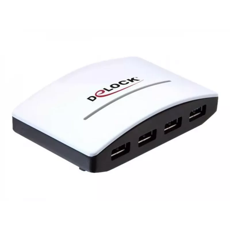 USB-keskitin DeLOCK 4 porttia 5000 Mbit/s musta valkoinen