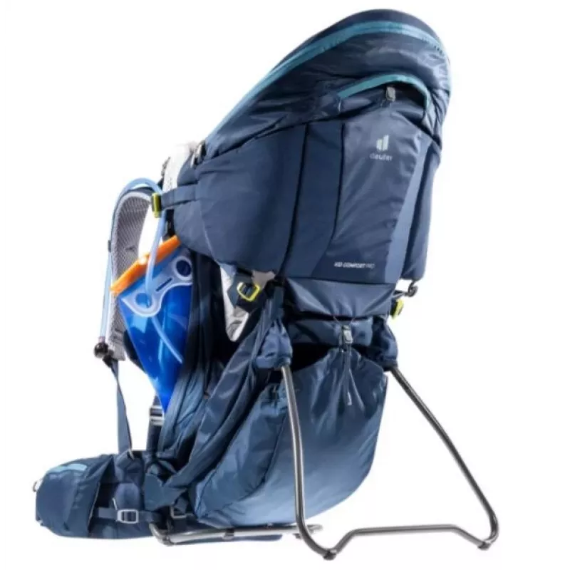 Vauvan kantoreppu Deuter Kid Comfort Pro, sininen, polyamidi, max. 22 kg, aurinkosuoja, sivutasku