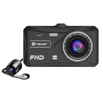 Autokamera TRACER 4TS Full HD kaksikanavainen autokamera, 2 MP pääkamera, 0,4 MP sisäkamera, 140°/60° kuvakulma, 4 tuuman IPS-näyttö, 150 mAh akku, alumiinikotelo, pysäköintiavustin