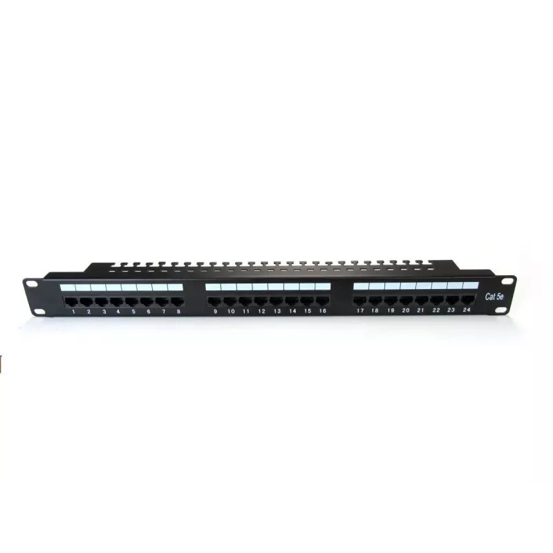 Digitus DN-91524U-EC 19" 24-porttinen Cat5e U/UTP kytkentäpaneeli, 1U, kaapelituella, musta