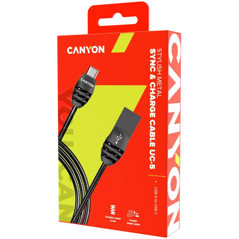 CANYON kaapeli UC-5 USB-C 10W 1m tummanharmaa