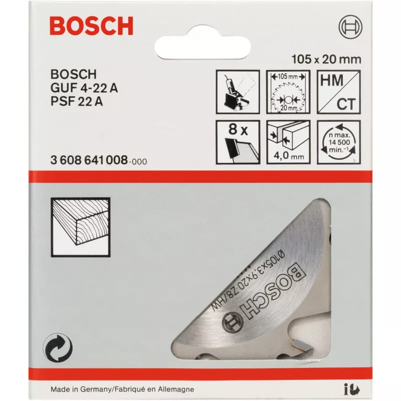 Bosch 3608641008 uravaharain, 105 x 20 mm, 8 hammasta, malleihin GUF 4-22 A ja PSF 22 A