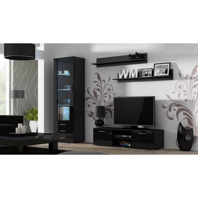Cama TV-taso SOHO 140 musta/musta kiiltävä
