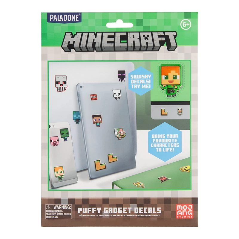 Paladone Minecraft Puffy Gadget Decals PP13218MCF — koristeelliset puffy-tarrat laitteisiin