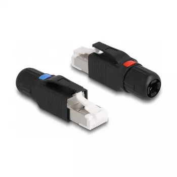 DeLOCK RJ45-liitin kenttäasennukseen Cat.6A musta suora liitin
