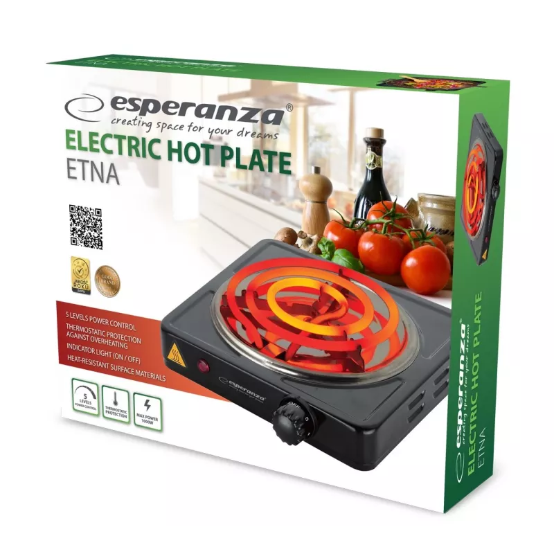 Esperanza EKH012K keittotaso musta pöytämalli 21 cm 1 vyöhyke(ttä)