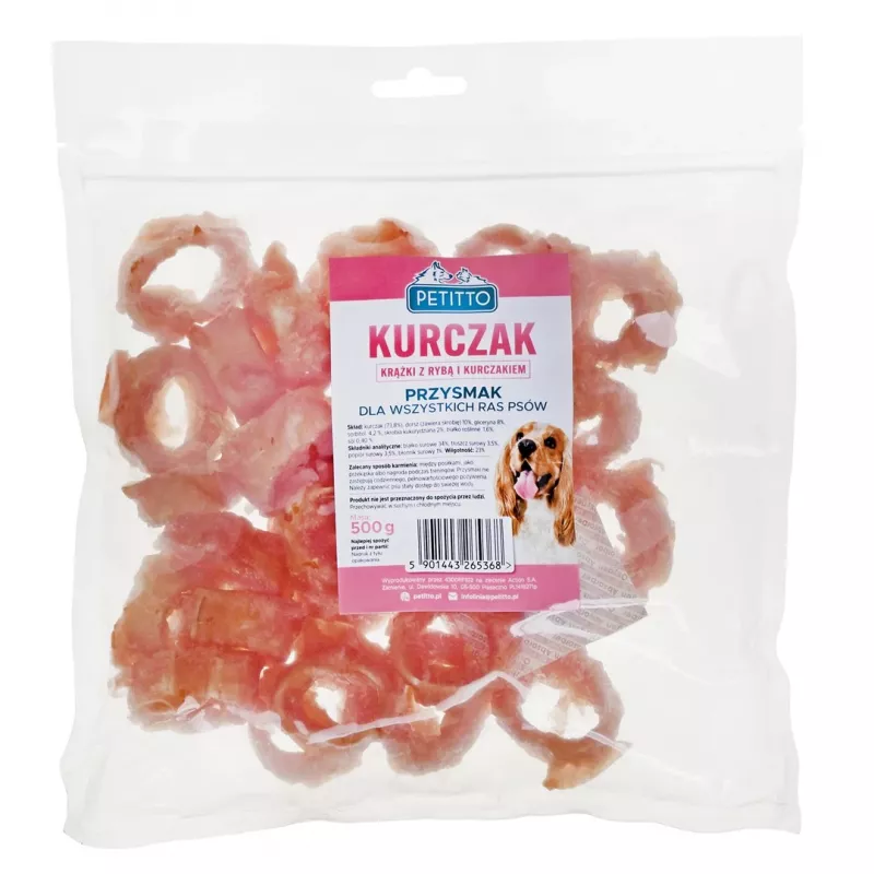 PETITTO kala- ja kanarenkaat - koiran herkku - 500 g