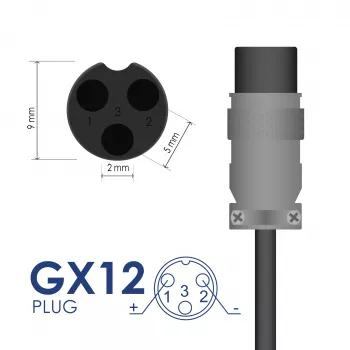 Akyga AK-EV-11 laturi 36 V sähköpotkulaudalle, 42 V / 2 A 84 W, GX12 3-pin 9 mm, 1 m