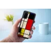 iKins suojakotelo Samsung Galaxy S20:lle, musta Mondrian-muotoilu