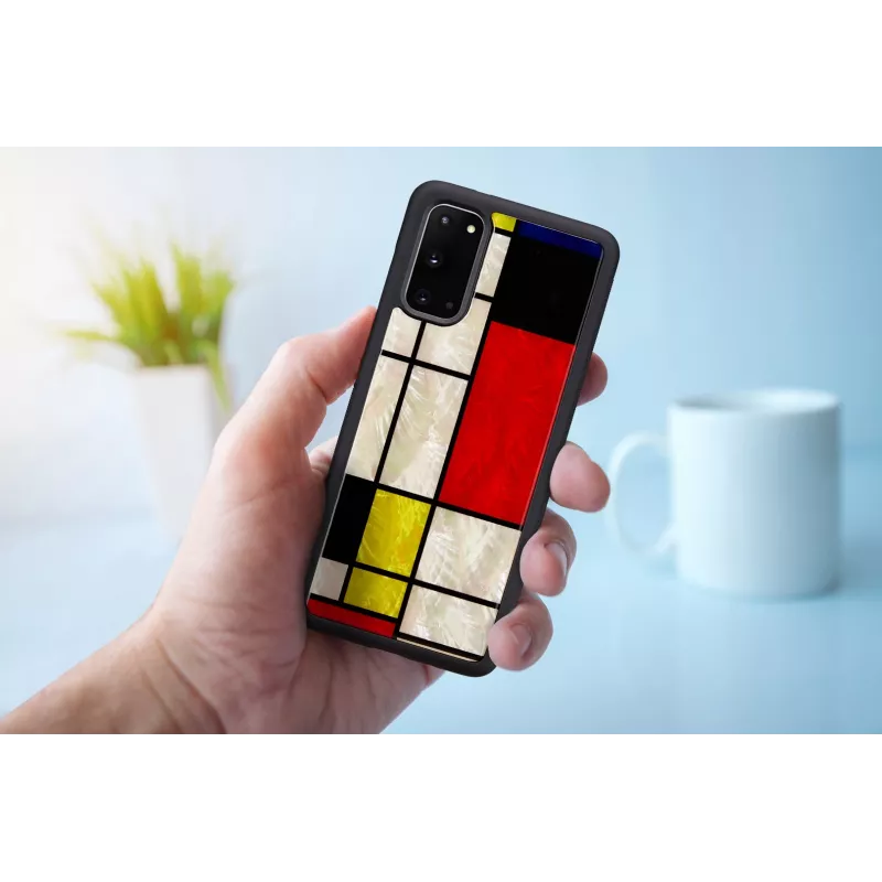 iKins suojakotelo Samsung Galaxy S20:lle, musta Mondrian-muotoilu