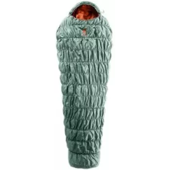 DEUTER Exosphere +4° EL makuupussi sage-paprika, kevyt ja kompakti naisten makuupussi vasemmanpuoleisella vetoketjulla