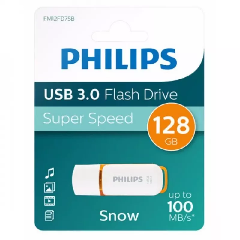 Philips FM12FD75B/00 USB-muistitikku 128 GB USB Type-A 3.2 Gen 1 (3.1 Gen 1) oranssi, valkoinen